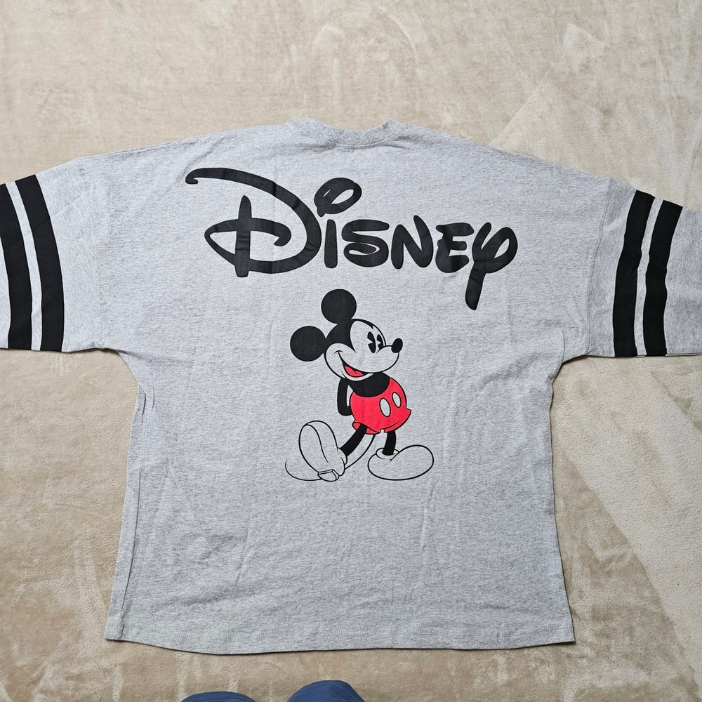 Disney Mickey Mouse Spirit Jersey Shirt XL Gray Long Sleeve